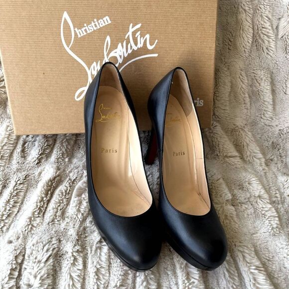 Louboutin Bruges 120 Black Leather Pumps Size 38.5 (US 8.5) - Picture 4 of 8